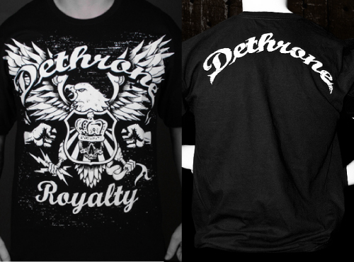 This Dethrone Royalty shirt features a super-sized family crest that is 